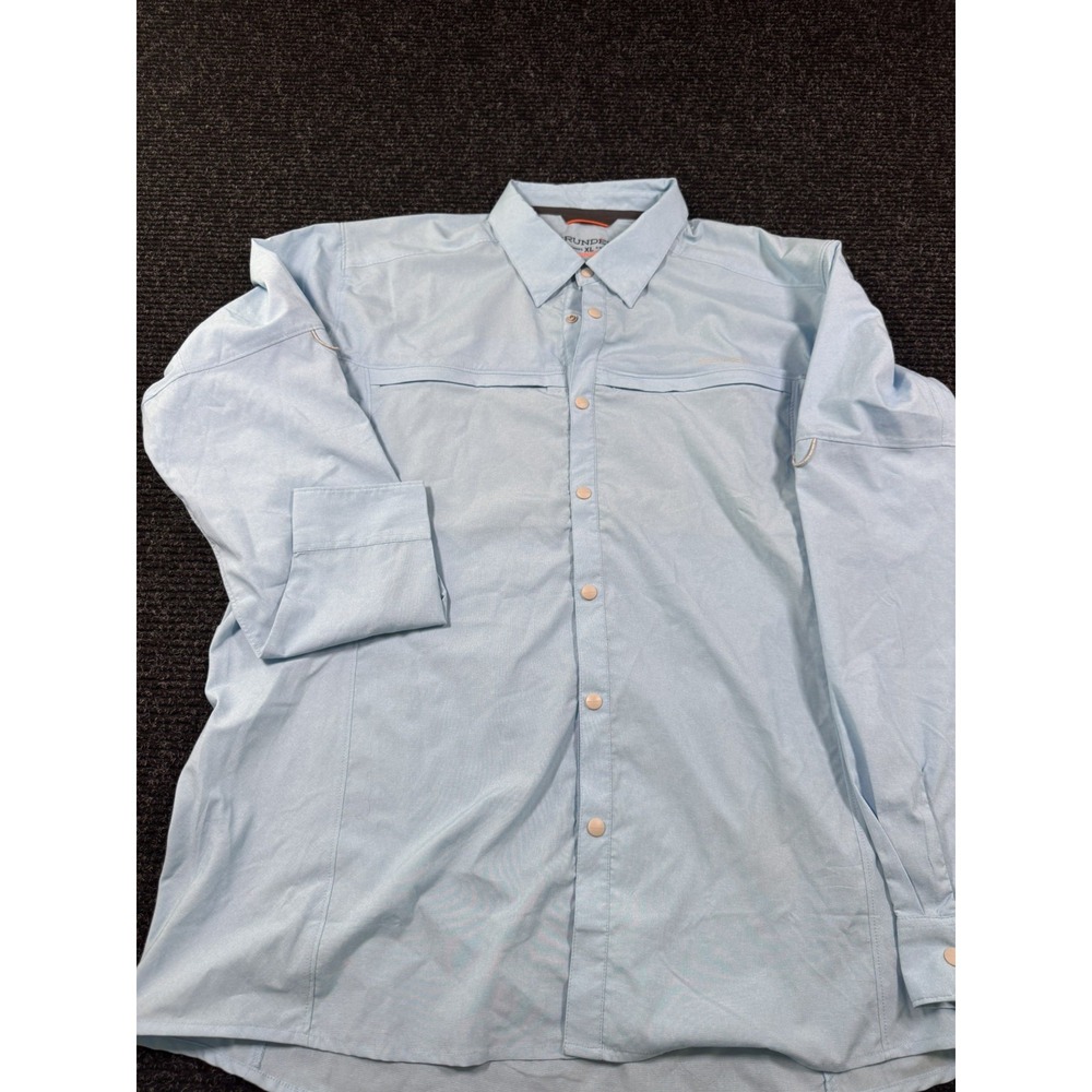 Grundens Bayamo Cooling Shirt Mens XL Light Blue Long Sleeve Fishing UPF 50 Snap